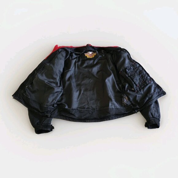 Vtg Harley Davidson Racing Jacket Mens L Black Quilted Detach Lining Pockets Zip - Picture 8 of 16